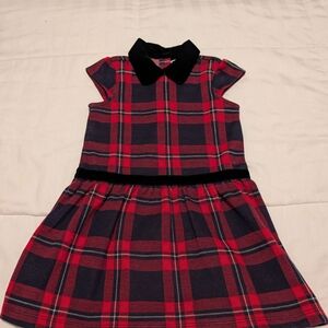 Janie and Jack Velvet Collar Buffalo Check Dress